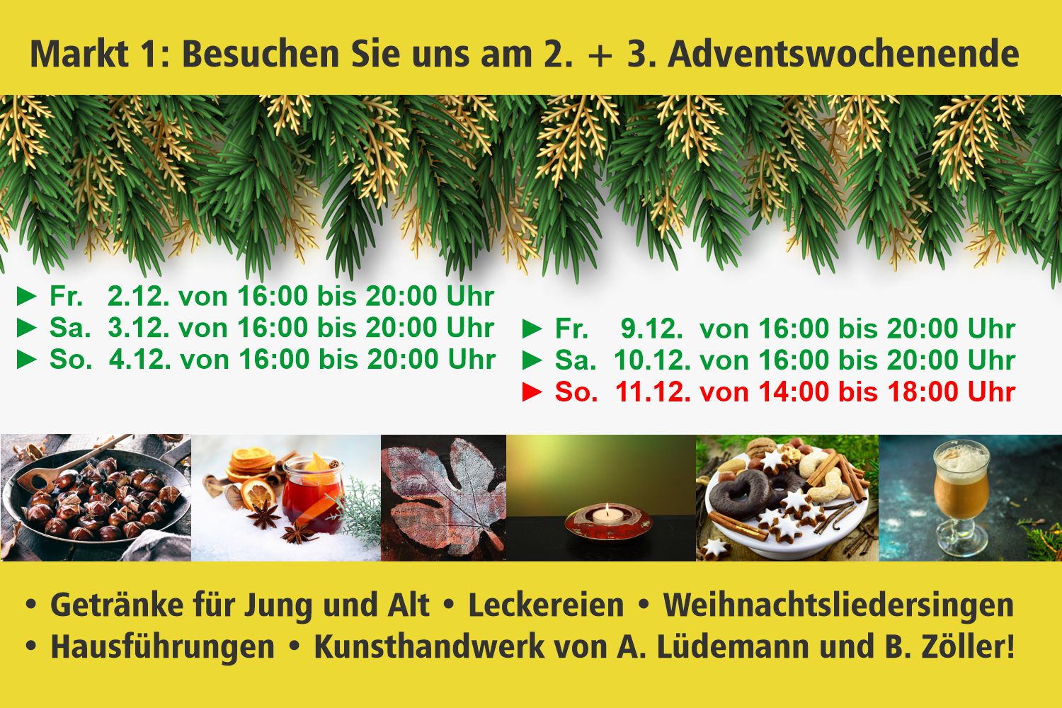 Bild zeigt: Plakat mit Programm an den beiden Adventswochenenden
